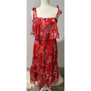 Saints secrets NWT red floral chiffon dress S